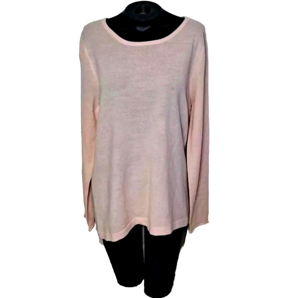 United States Sweaters Pink Relaxed Longsleeve Women's XL Blouse Lace Back B20#1